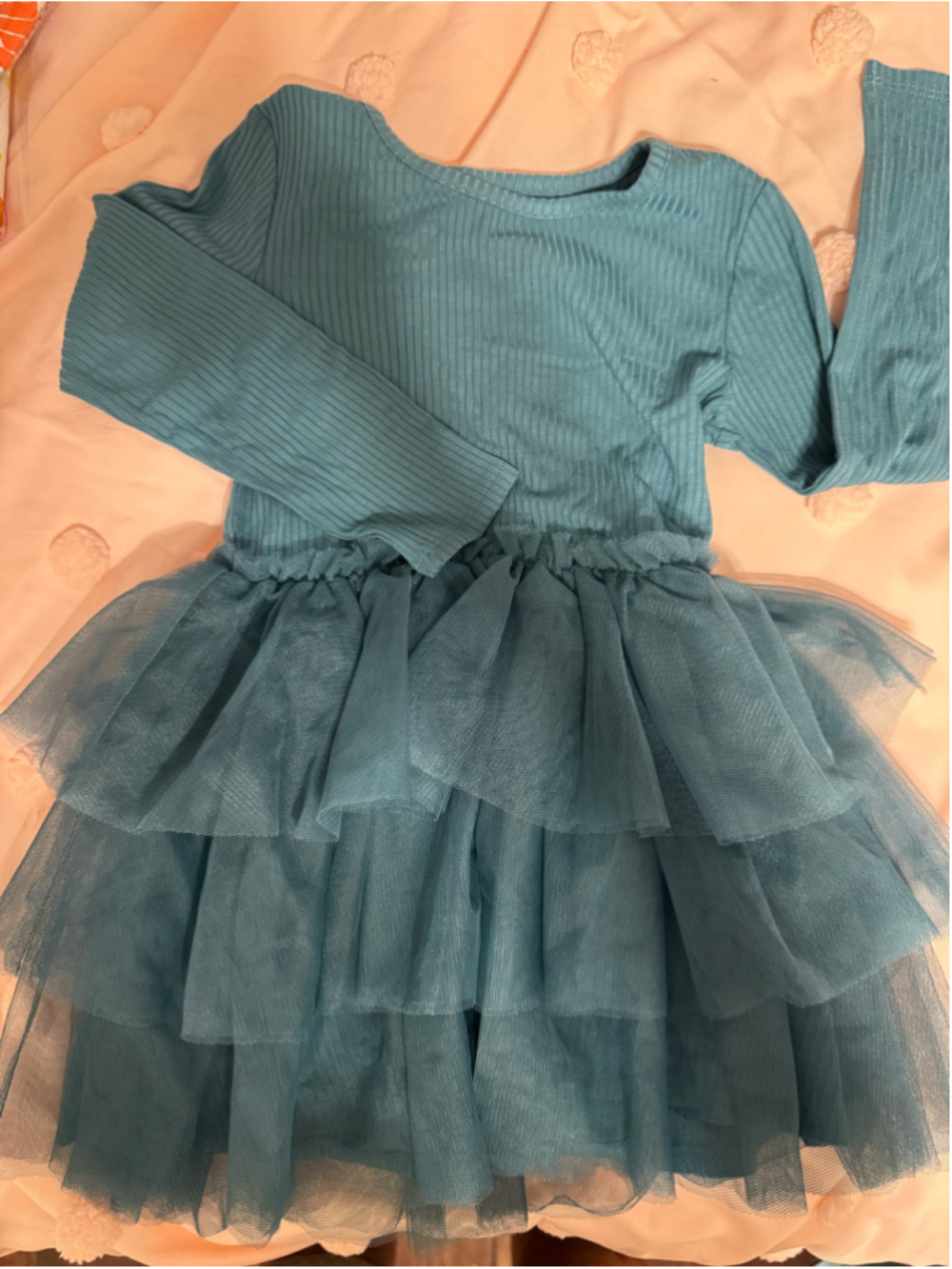 Girls Posh Peanut Blue Long Sleeve Tulle Dress Size 3T